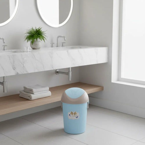 Papelera Cesto Residuos Tapa Vaivén 8l 40x21cm Basculante Celeste