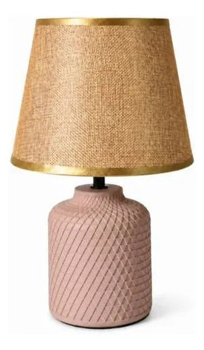 Lámpara Mesa Cerámica Texturizada Velador E27 33cm Beige