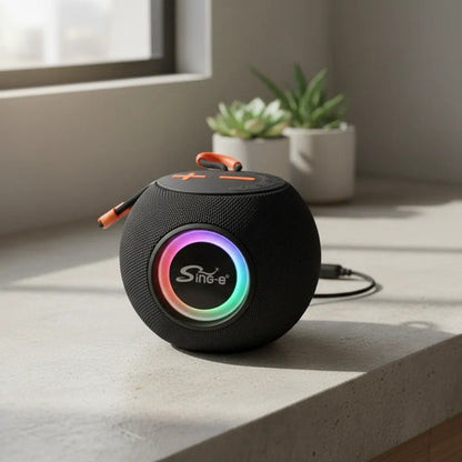 Parlante Bluetooth Portatil Luces Led Usb Tf Aux Radio Fm Negro