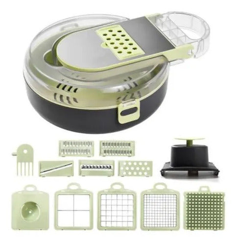 Cortador Picador Vegetales 9 En 1 Cocina Mandolina Vegetales Verde