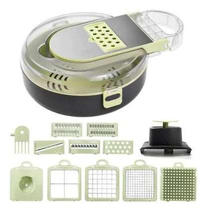 Cortador Picador Vegetales 9 En 1 Cocina Mandolina Vegetales Verde