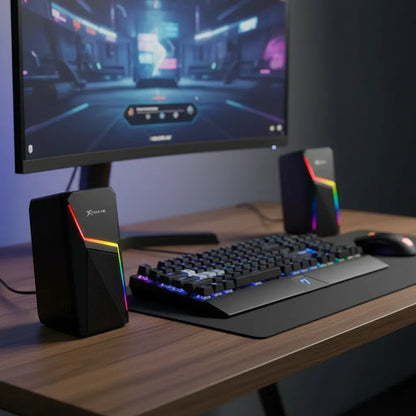 Parlantes Gamer Bluetooth 5.0 Rgb 2.0 Aux Usb 6w Stereo Led Negro
