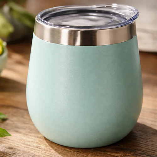 Mate Termico Acero Inoxidable Tapa Bebidas Infusiones 230ml Verde Agua Liso