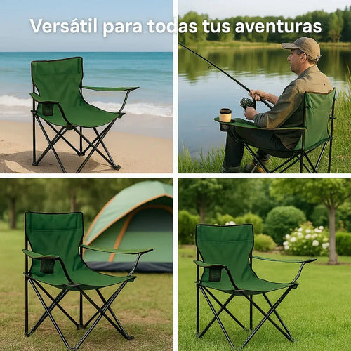 X3 Silla Plegable Camping Reposera Con Apoyabrazos Playa