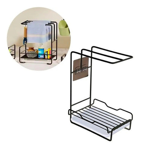 Organizador Soporte Para Esponjas Y Detergente Con Bandeja Negro