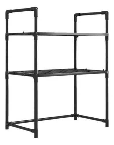 Organizador Rack Negro Cocina 3 Niveles Mesada Estante Microondas Veoquiero