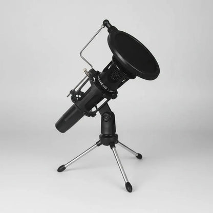 Microfono Estudio Pc Filtro Antipop Tripode Streaming Voz Negro