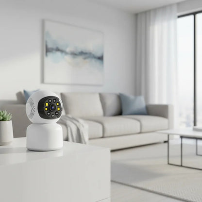 Camara Vigilancia Robotica Wifi Inteligente App Tuya Full Hd Blanco
