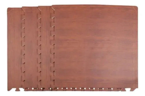 Tapete Piso Alfombra Goma Encastrable Simil Madera X4 Marrón Símil Madera