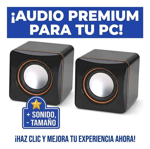 Parlantes Pc Computadora Notebook Mac Mini Usb Auxiliar 3.5m Negro