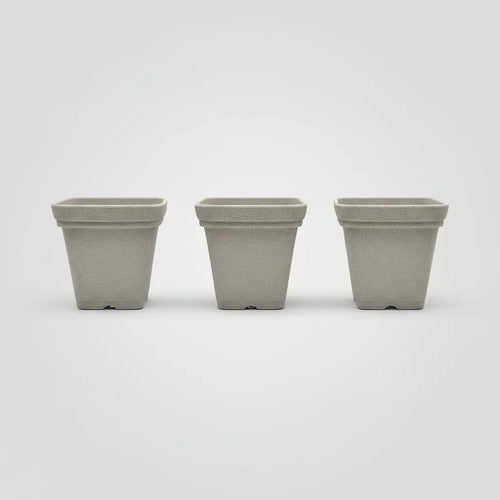 Maceta Plástica Decorativa Cuadrada Texturizada 20x19cm Gris Gris Oscuro
