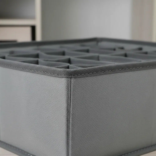 Caja Organizadora Tela 24 Divisiones Ropa Interior 34x30cm Gris