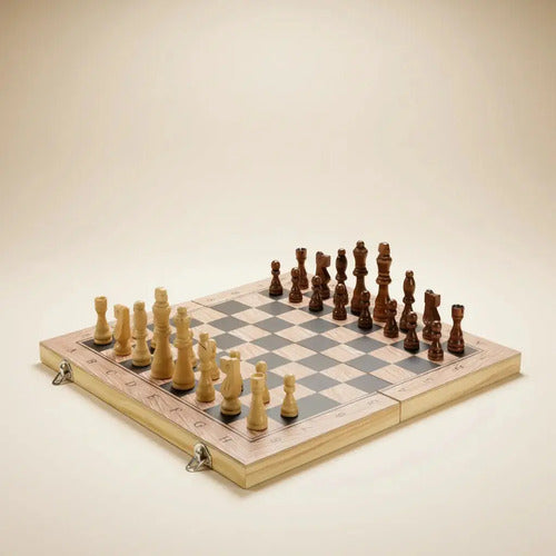 Ajedrez De Madera Juego De Mesa 48x48cm 3 En 1