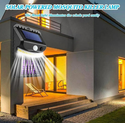 Lampara Solar Pared Led Mata Mosquitos Repelente De Insectos Negro