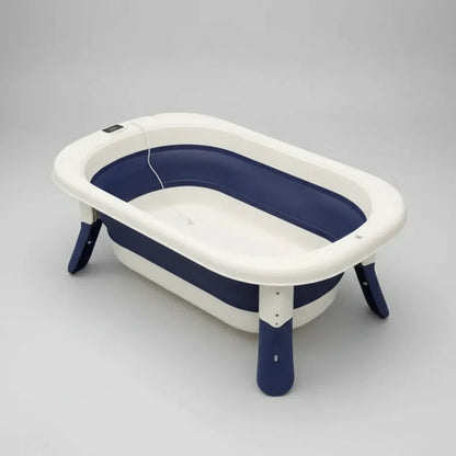 Bañera Infantil Plegable Plástico Termómetro Digital 75x47cm Azul