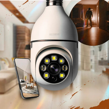 Camara Vigilancia Foco Inalambrica Wifi 1080p Android Ios Hd Blanco