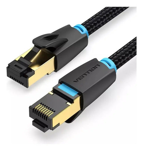 Cable De Red Vention Cat8 Certificado - 1 Metro - Trenzado Blindado - Premium Patch Cord - Sstp Rj45 Ethernet 40gbps - 2000 Mhz - 100% Cobre - Ikgbf