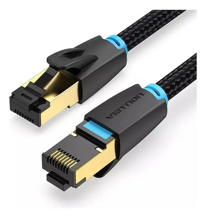 Cable De Red Vention Cat8 Certificado - 1 Metro - Trenzado Blindado - Premium Patch Cord - Sstp Rj45 Ethernet 40gbps - 2000 Mhz - 100% Cobre - Ikgbf