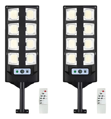 Set X2 Foco Solar Sensor Movimiento Reflector Led Exterior Negro Blanco