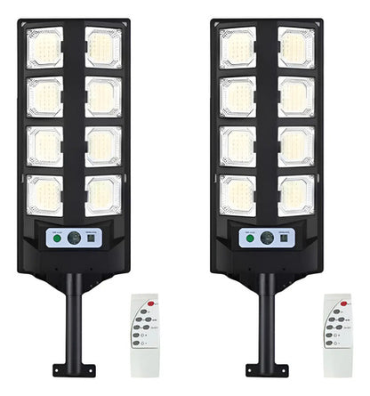 Set X2 Foco Solar Sensor Movimiento Reflector Led Exterior Negro Blanco