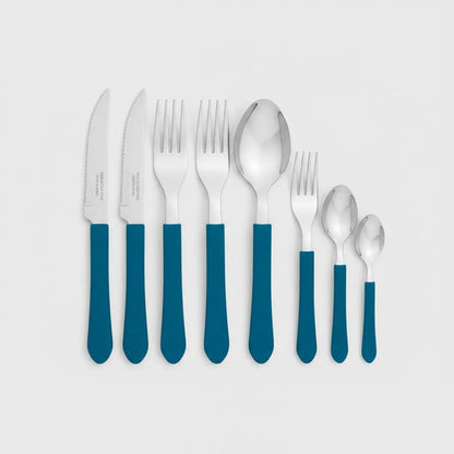 Set/juego De Cubiertos Acero Inoxidable Pack X20 Piezas Mesa Azul
