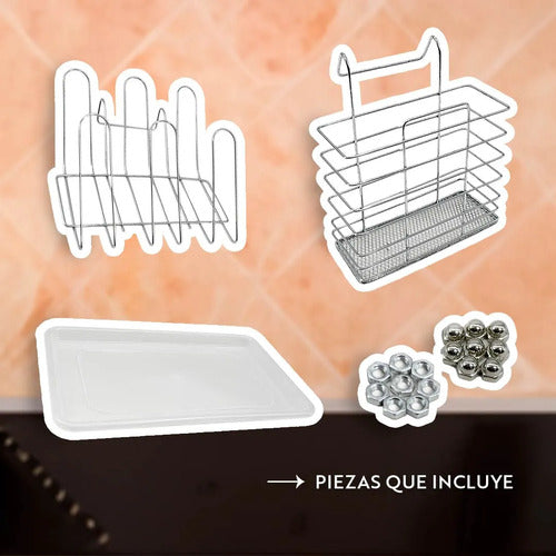 Escurridor Platos 2 Niveles Secaplatos Negro Cubiertero Negro
