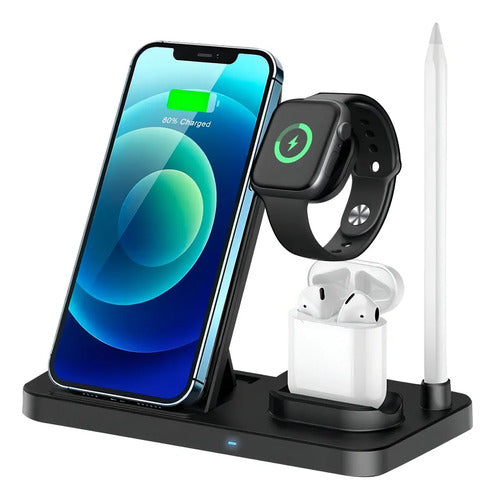 Cargador Inalámbrico Diginet Tq-6295 Carga Rápida Negro Para Celular Y Reloj