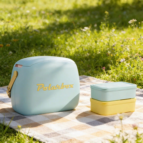 Bolso Termico Estilo Retro Portatil 6 Lts Tapers Incluidos Celeste/amarillo