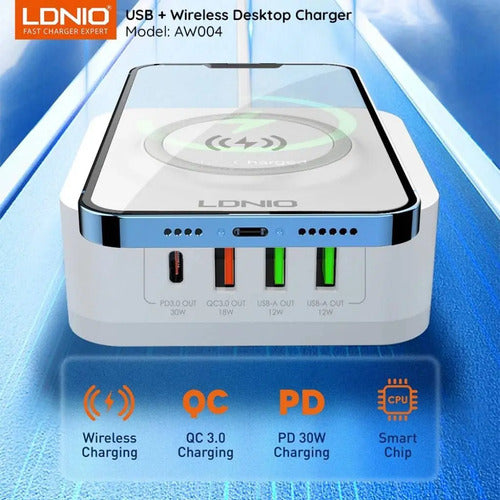 Cargador Pared Inalambrico 32w Carga Rapida Usb + Tipo C Blanco