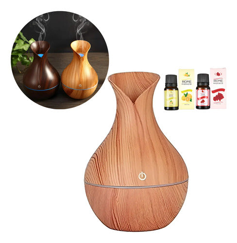 Humidificador Perfumador Ambiente Aromatizador + 2 Aceites Marron/ Marron Claro