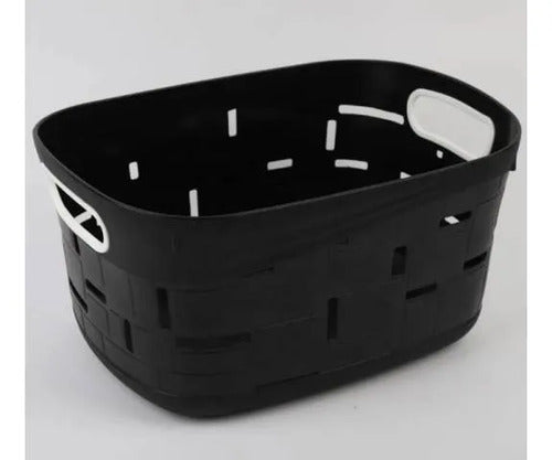 Canasto Cesto Organizador Plástico Multiuso Asas 32,5cm Negro