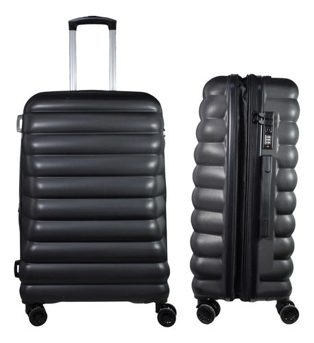 Valija Viaje Grande Rigida Expandible 4 Ruedas Tsa 25 PuLG Negro Rayas