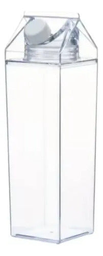 Botellas Transparente Reutilizable Cuadrada Tapa Libre Bpa Transparente