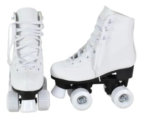 Patines Artísticos 4 Ruedas Abec-7 Bota Acolchada Blancos 36 54 Mm Blanco
