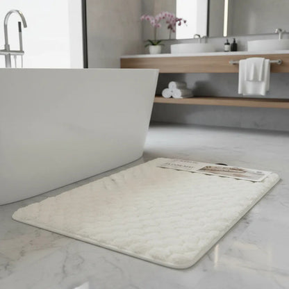 Alfombra Tapete Suave Felpa Antideslizante Baño Rectangular Crema