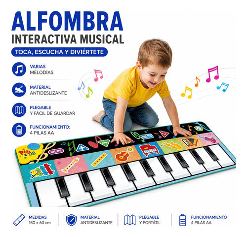 Alfombra Musical Infantil Piano Interactivo 150cm Plegable