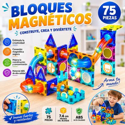 Set Bloques Magnéticos X75 Piezas Construcción Infantil Pack 75