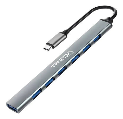 Hub Adaptador Usb Tipo C 3.0 7 Puertos Aluminio Notebook Pc Plateado
