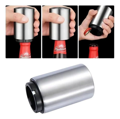 Destapador Tapas Botellas Magnetico Abre Botella Plateado
