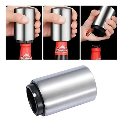 Destapador Tapas Botellas Magnetico Abre Botella Plateado