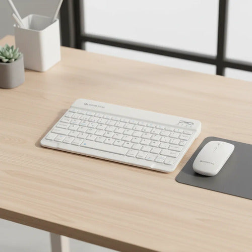 Kit Combo Teclado Mouse Bluetooth Recargable Bluetooth Blanco