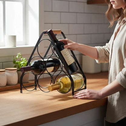 Soporte Botellas De Vino En Hierro Botellero Rack Para 6 Negro