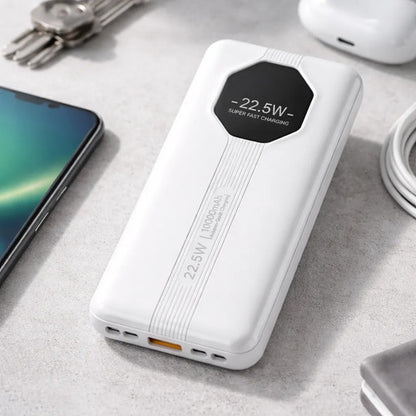 Power Bank 10000mah 22.5w Cables Integrados Carga Rápida Blanco