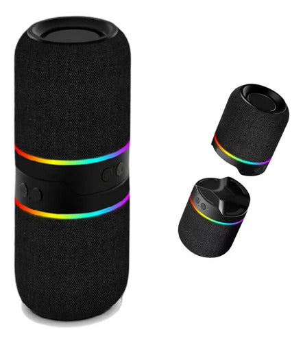 Parlante Bluetooth Portatil Con Luces Led Rgb 1200mah Negro