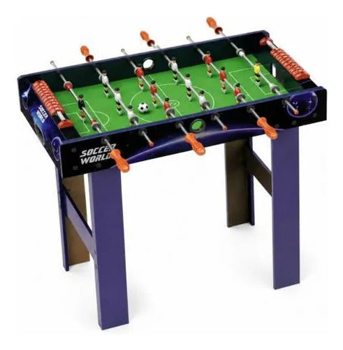 Futbolito Mesa 81x43x78cm Barras Metálicas Mdf Marcador Azul