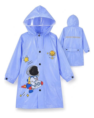 Pilot Impermeable Infantil Con Capucha Y Visera Ajustable Celeste 2xl (100-130cm.) Estampado Infantil (astronauta/espacio)