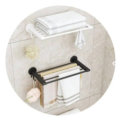 Organizador Toallero Estante Baño Cocina Pared Metalico 49cm Negro