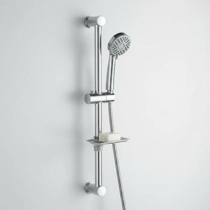 Set Ducha Manual Soporte Barra Jabonera Manguera Pack Mango Plateado Cromado