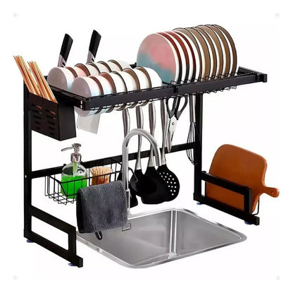 Escurridor Metalico Platos Cubiertos Secaplatos Tabla Picar Negro