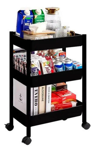 Organizador Cocina Baño Oficina Multiuso Con Ruedas Negro